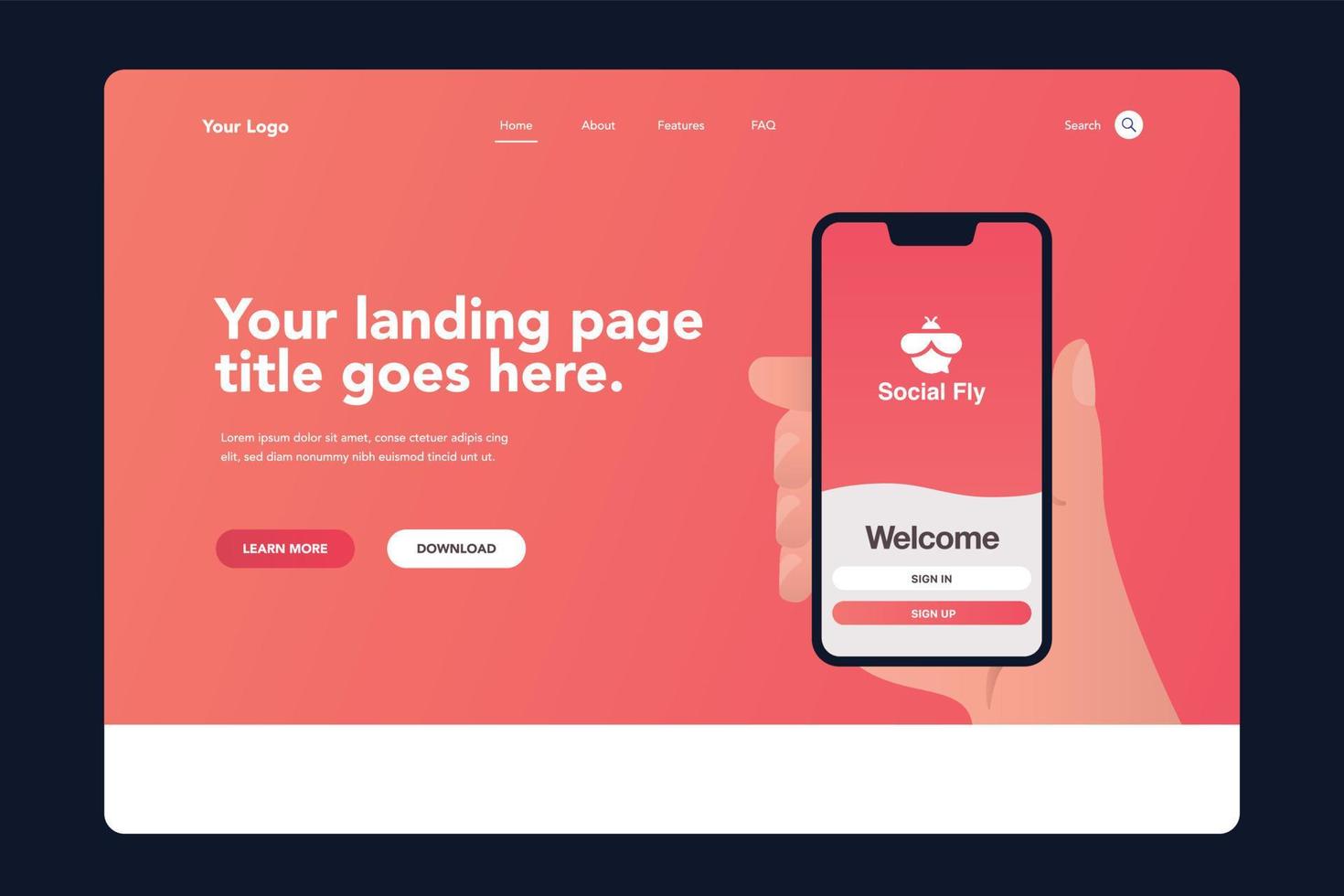 Mobile App Landing Page 16283863 Vector Art At Vecteezy