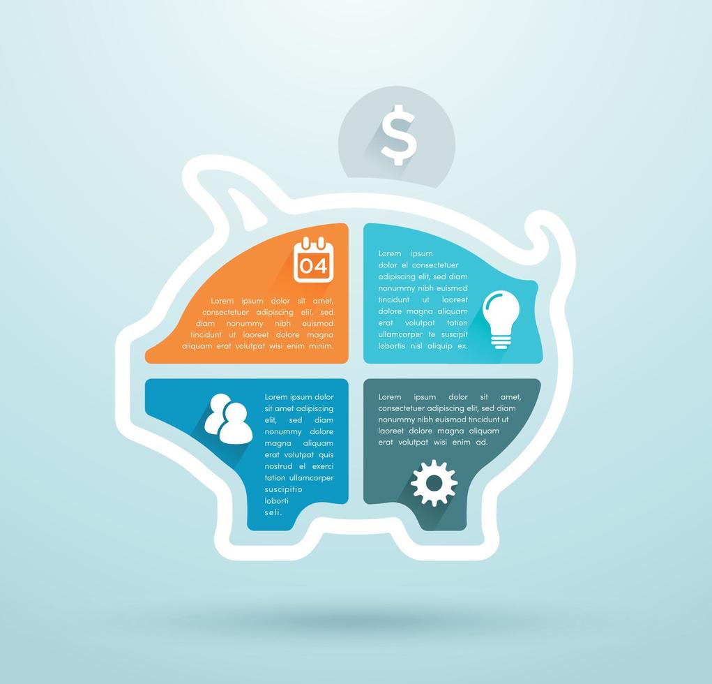Piggy Bank Shape Business Infographic Template vector