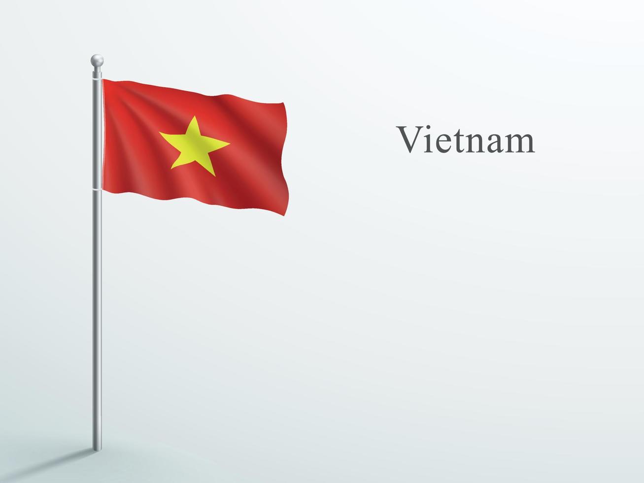 elemento 3d de la bandera de vietnam ondeando en un asta de bandera de acero vector