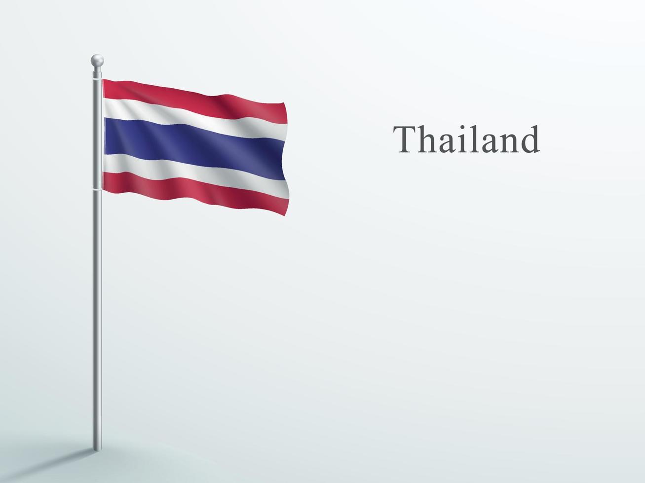 Thailand Flag 3d Element Waving On Steel Flagpole vector