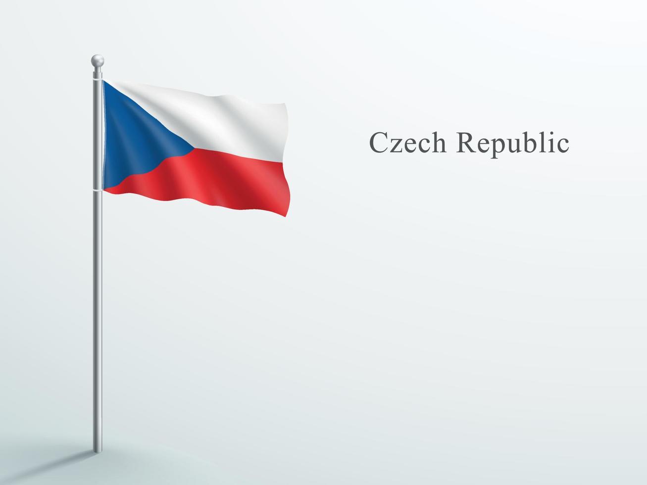 Czech Republic Flag 3d Element Waving On Steel Flagpole vector