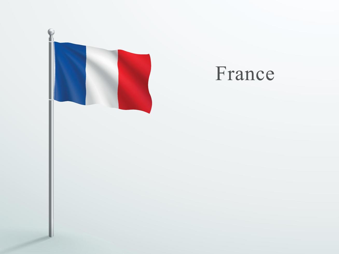 elemento 3d de la bandera de francia que agita en asta de bandera de acero vector