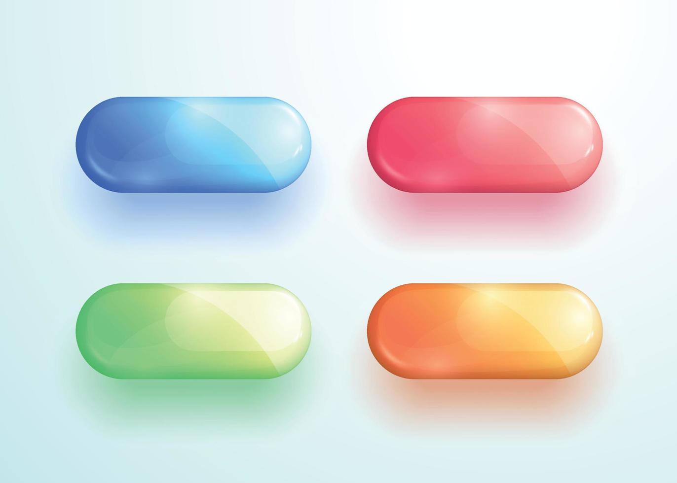 Glossy Pill Button Shape Icon Vector Elements Set