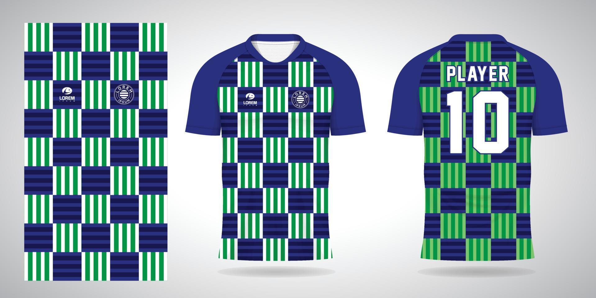 plantilla de diseño de deporte de camiseta de fútbol verde azul vector