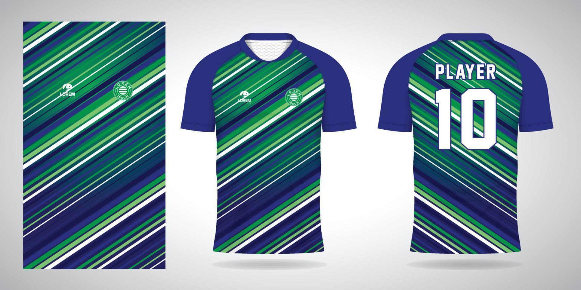 plantilla de diseño de deporte de camiseta de fútbol verde azul vector