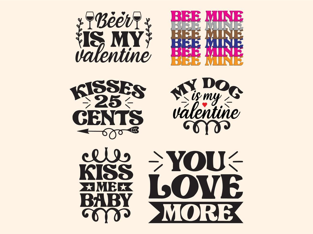 conjunto de diseño de svg de san valentín vector