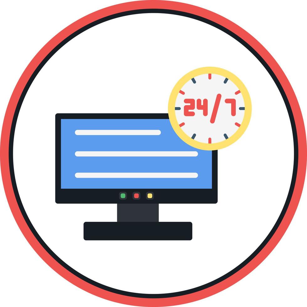 24 7 Monitoring Vector Icon Design