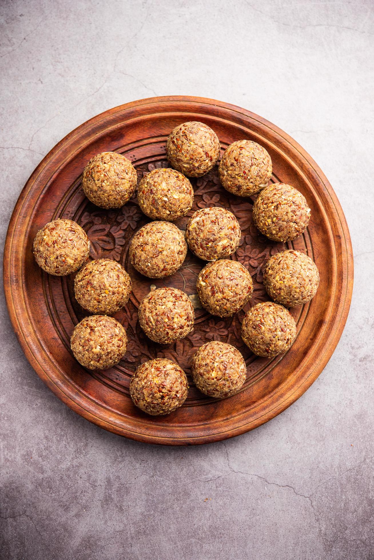 Alsi pinni laddu or flax seed laddo or healthy jawas ladoo are delicious Indian sweet energy