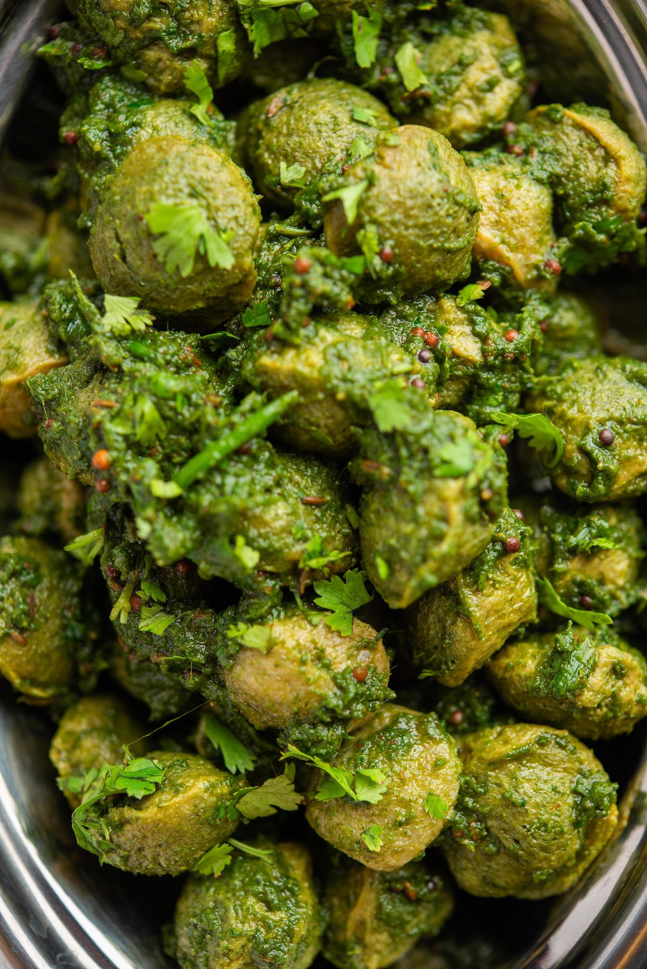 Soya Chunks Palak curry also known as Spinach Soyabean chunks sabzi or Soya Chunks Palak curry also known as Spinach Soyabean chunks sabzi or