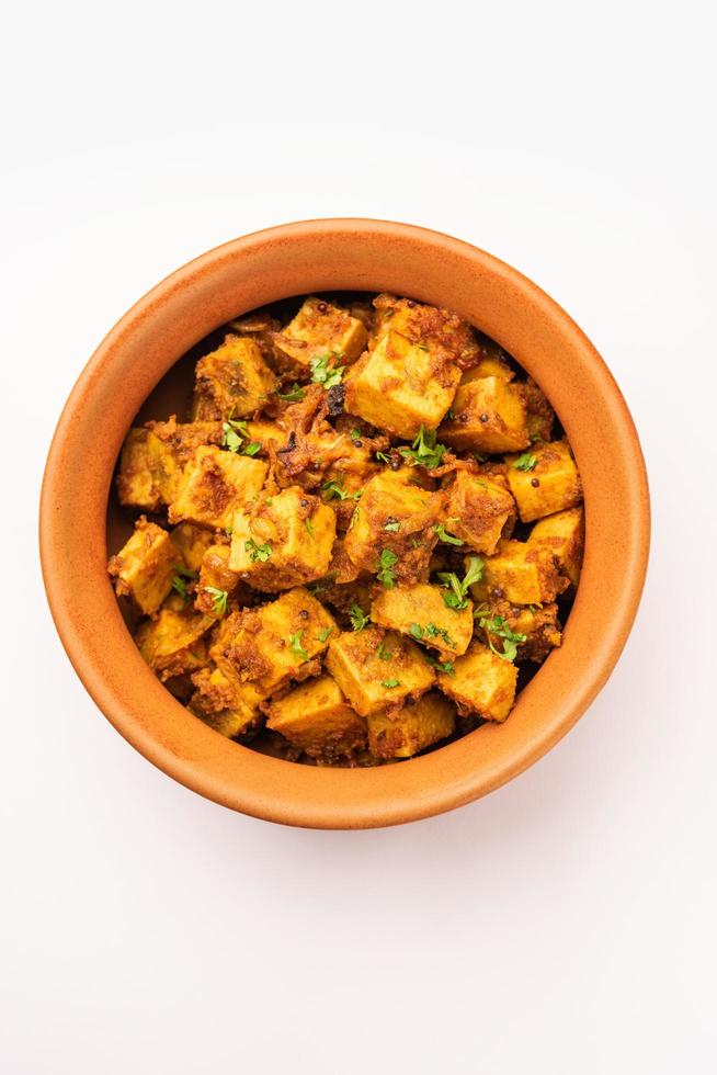 Indian style Suran sabzi or Jimikand sabji also known as Elephant Foot Yam or Ole stir fried recipe photo