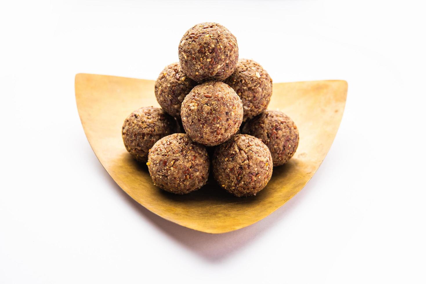 Alsi pinni laddu or flax seed laddo or healthy jawas ladoo are delicious Indian sweet energy balls photo