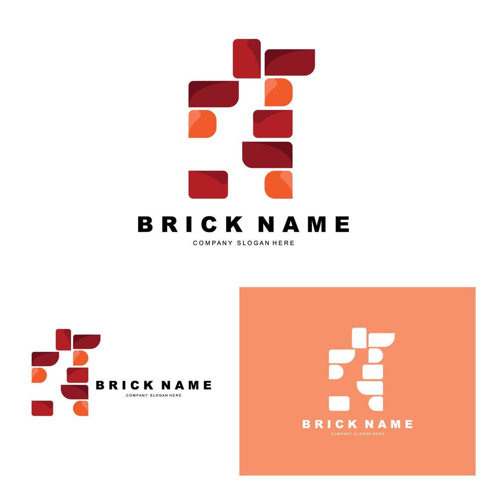 Bricks Logo Design, Material Stone Illustration Vector, Building Construction Icon vector