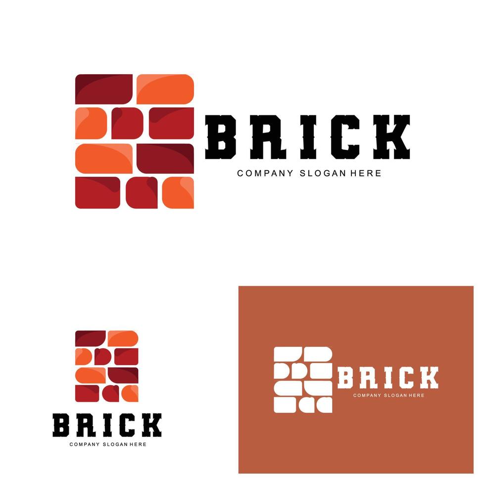 diseño de logotipo de ladrillos, vector de ilustración de piedra material, icono de construcción de edificios