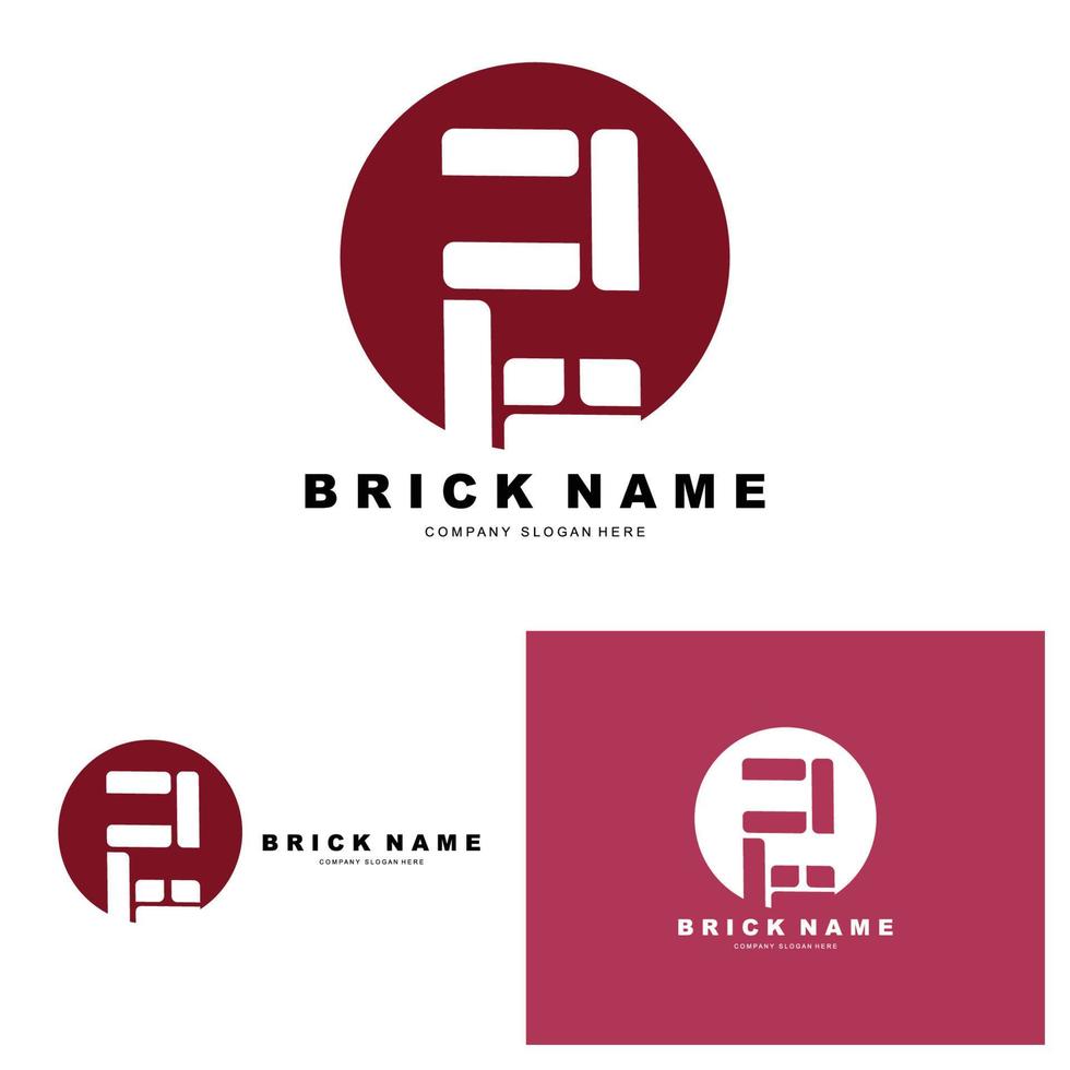 Bricks Logo Design, Material Stone Illustration Vector, Building Construction Icon vector