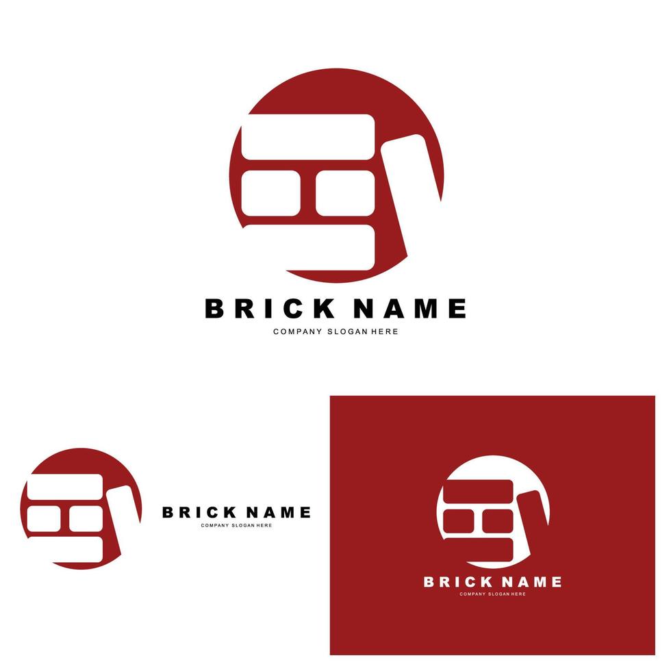 Bricks Logo Design, Material Stone Illustration Vector, Building Construction Icon vector