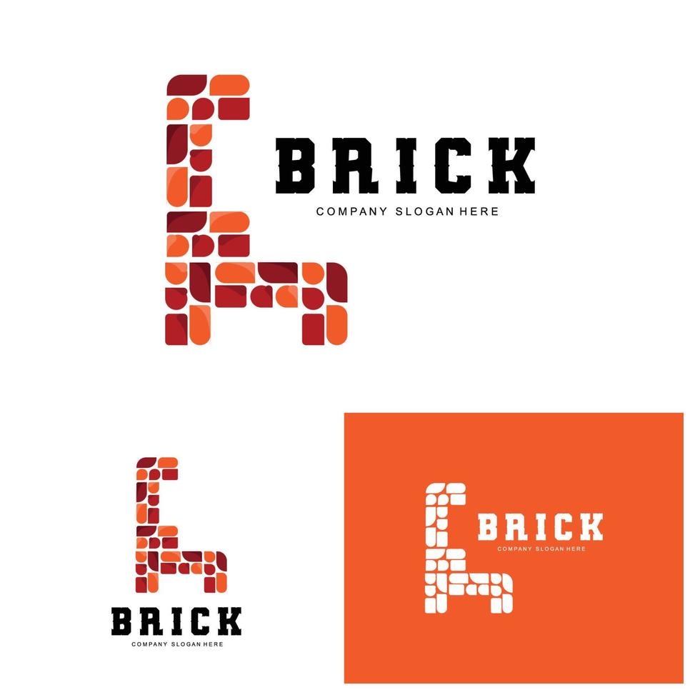 Bricks Logo Design, Material Stone Illustration Vector, Building Construction Icon vector