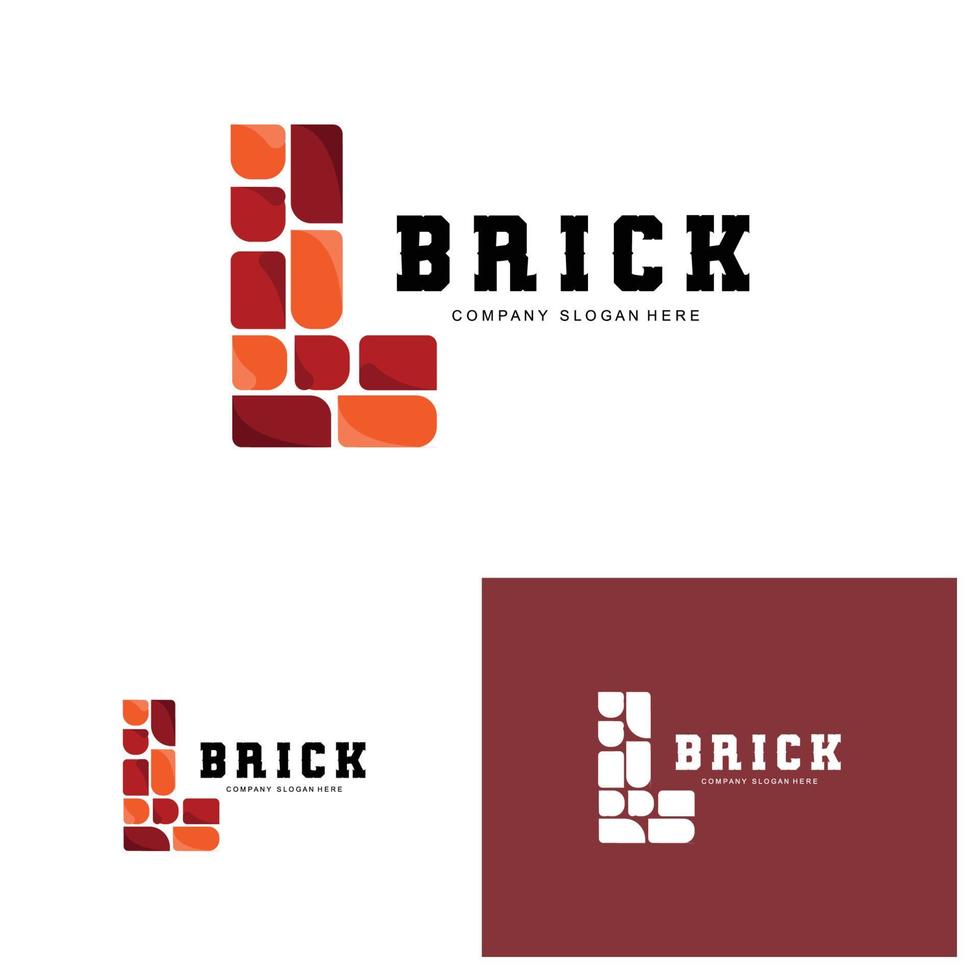 Bricks Logo Design, Material Stone Illustration Vector, Building Construction Icon vector