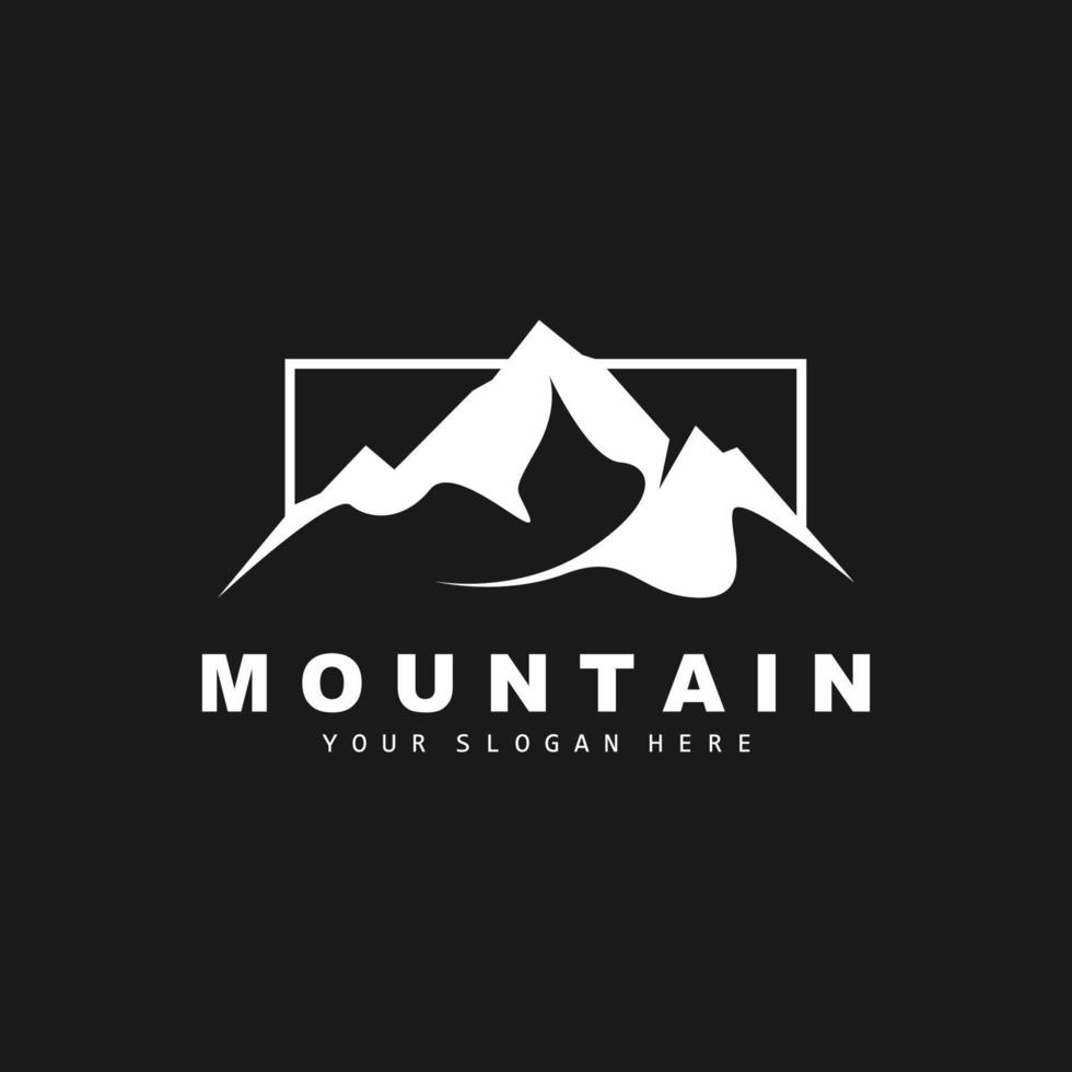 diseño del logotipo de la montaña, lugar vectorial para los amantes de la naturaleza vector