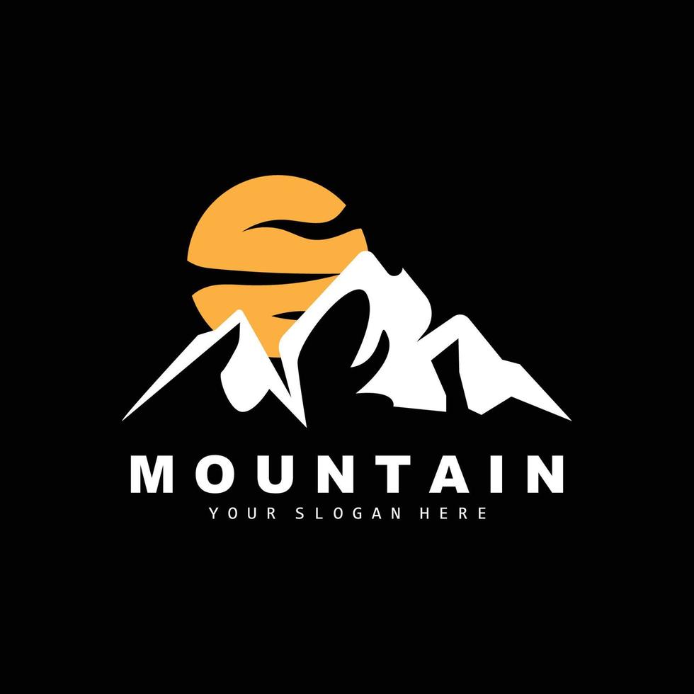 diseño del logotipo de la montaña, lugar vectorial para los amantes de la naturaleza vector