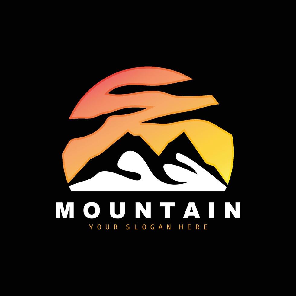 diseño del logotipo de la montaña, lugar vectorial para los amantes de la naturaleza vector