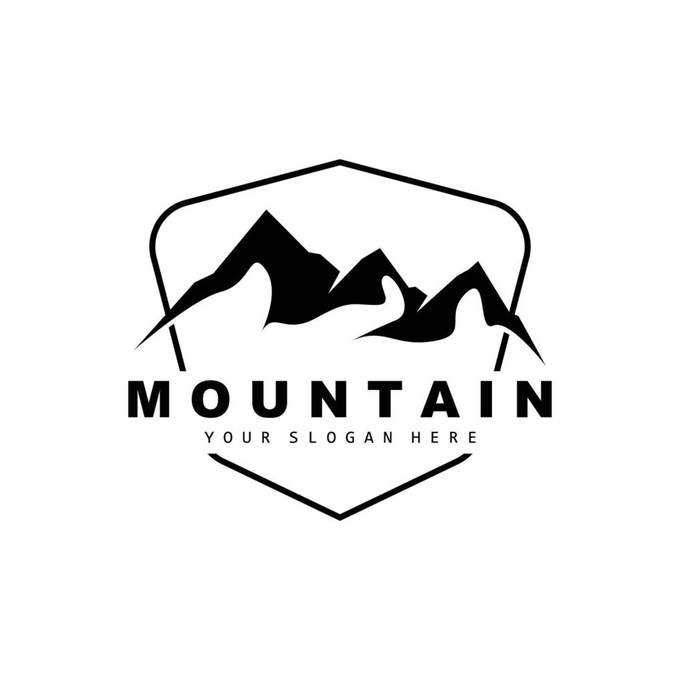 diseño del logotipo de la montaña, lugar vectorial para los amantes de la naturaleza vector