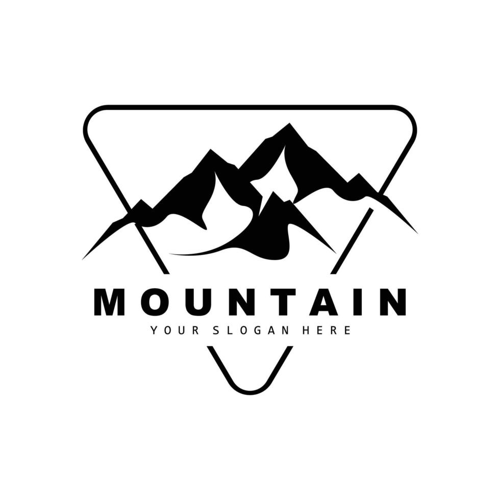 diseño del logotipo de la montaña, lugar vectorial para los amantes de la naturaleza vector