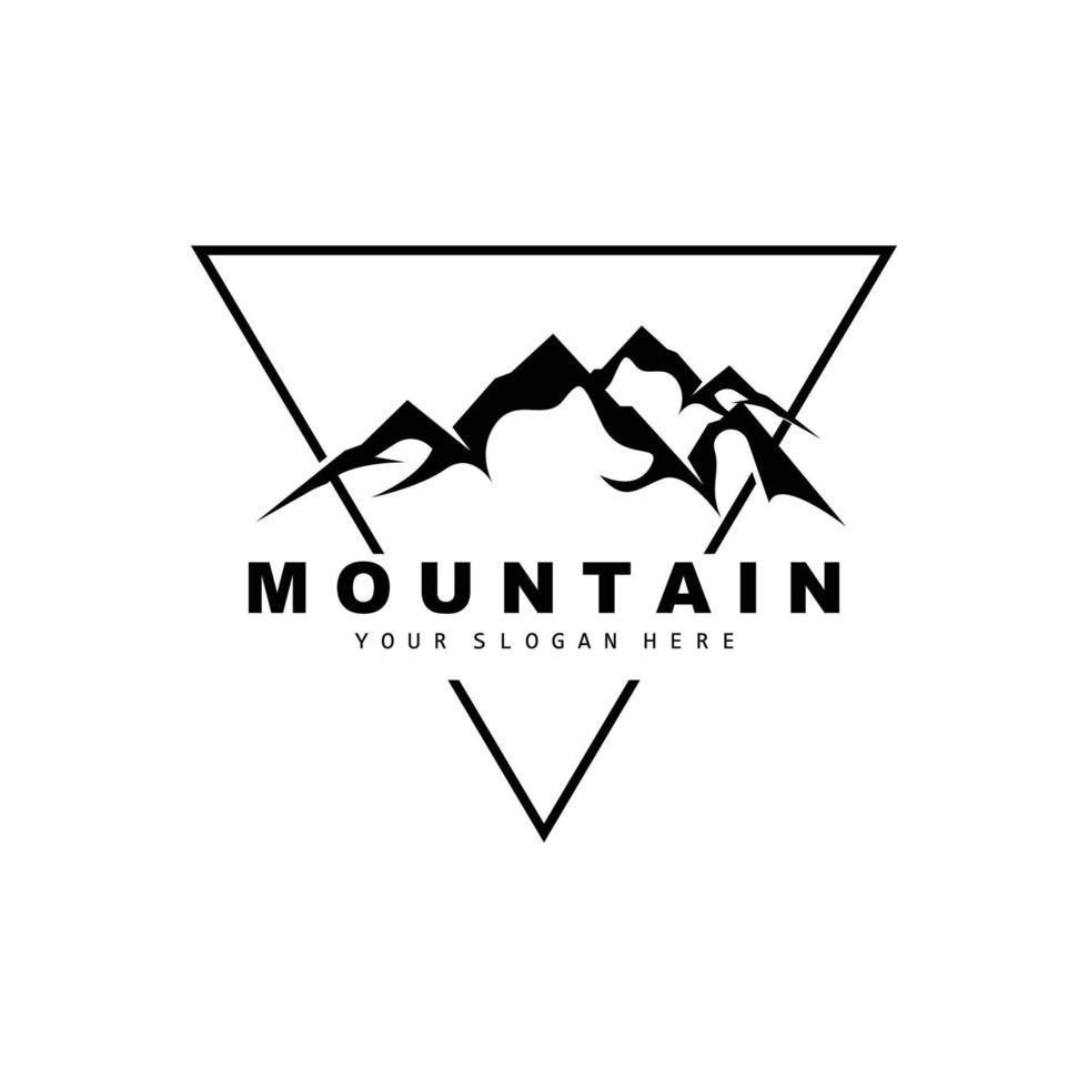 diseño del logotipo de la montaña, lugar vectorial para los amantes de la naturaleza vector