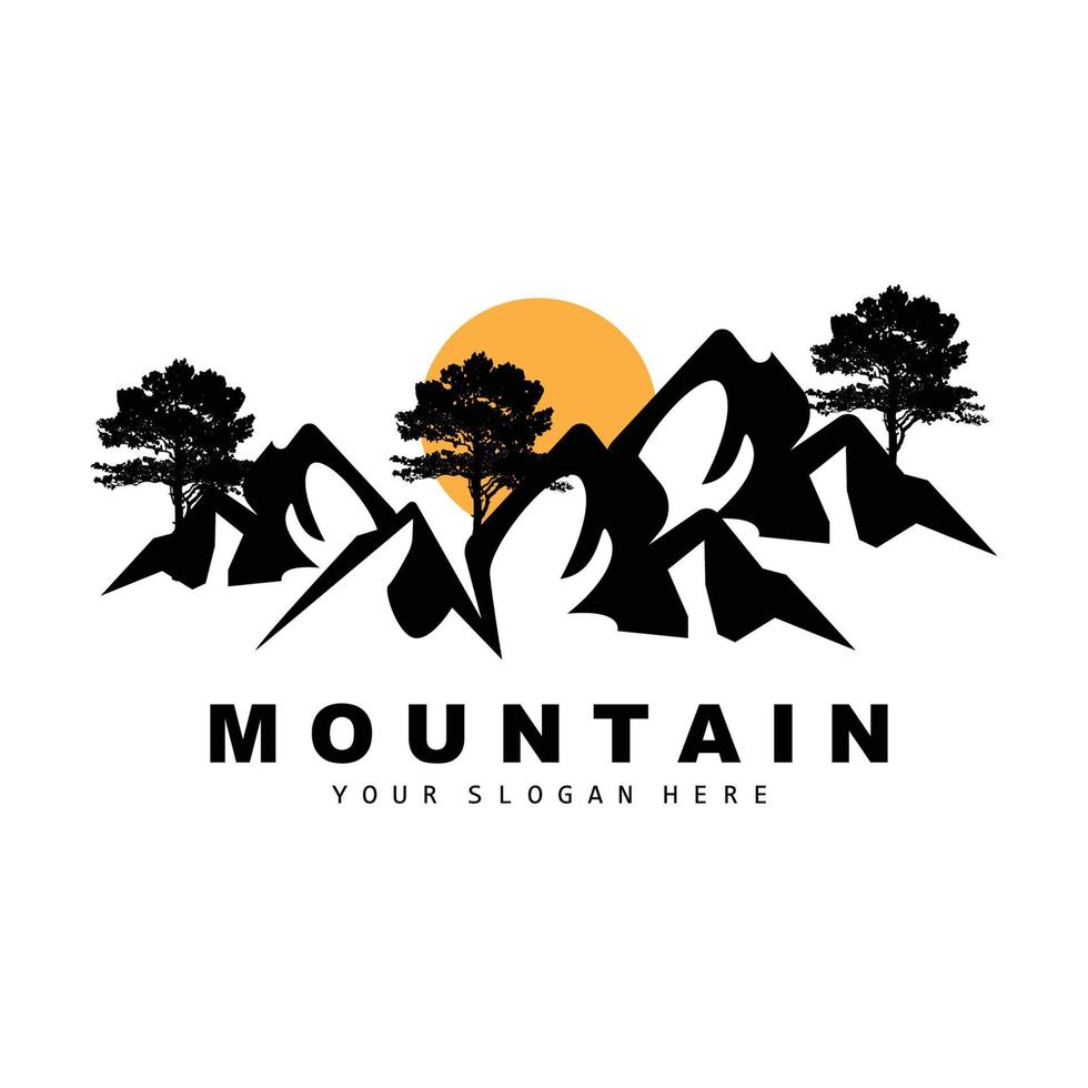 diseño del logotipo de la montaña, lugar vectorial para los amantes de la naturaleza vector