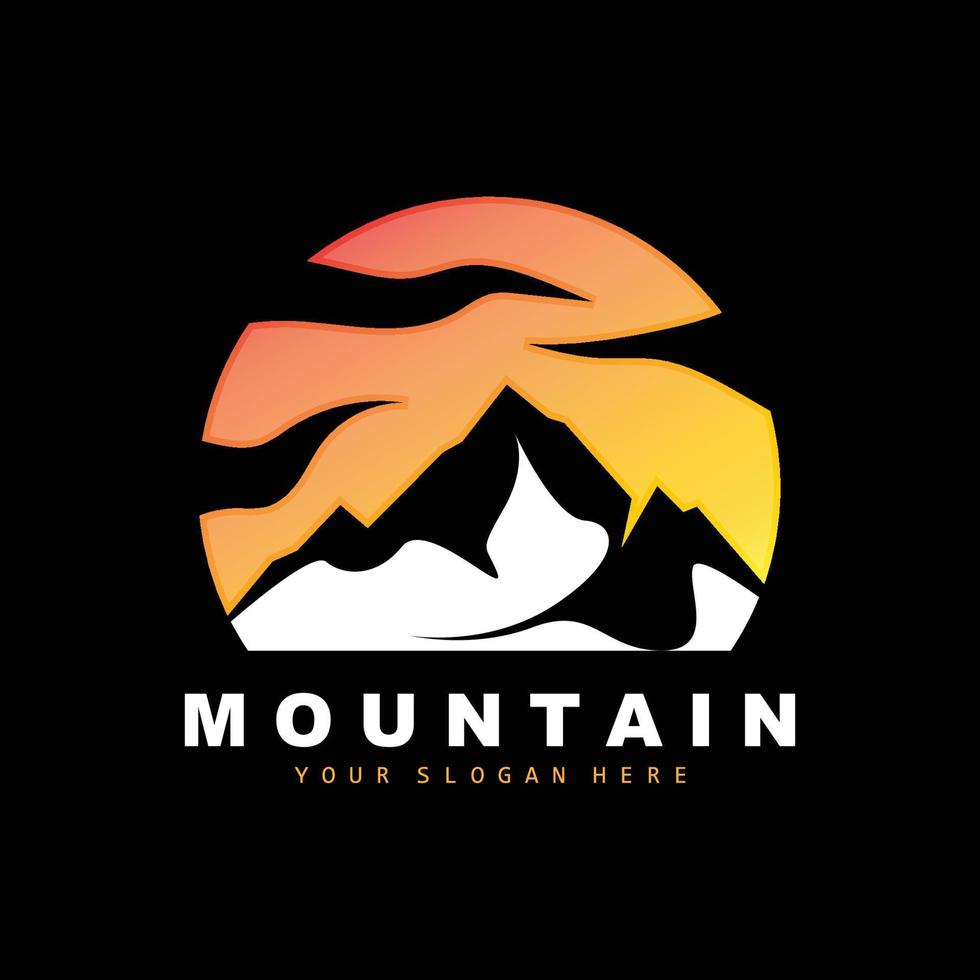 diseño del logotipo de la montaña, lugar vectorial para los amantes de la naturaleza vector