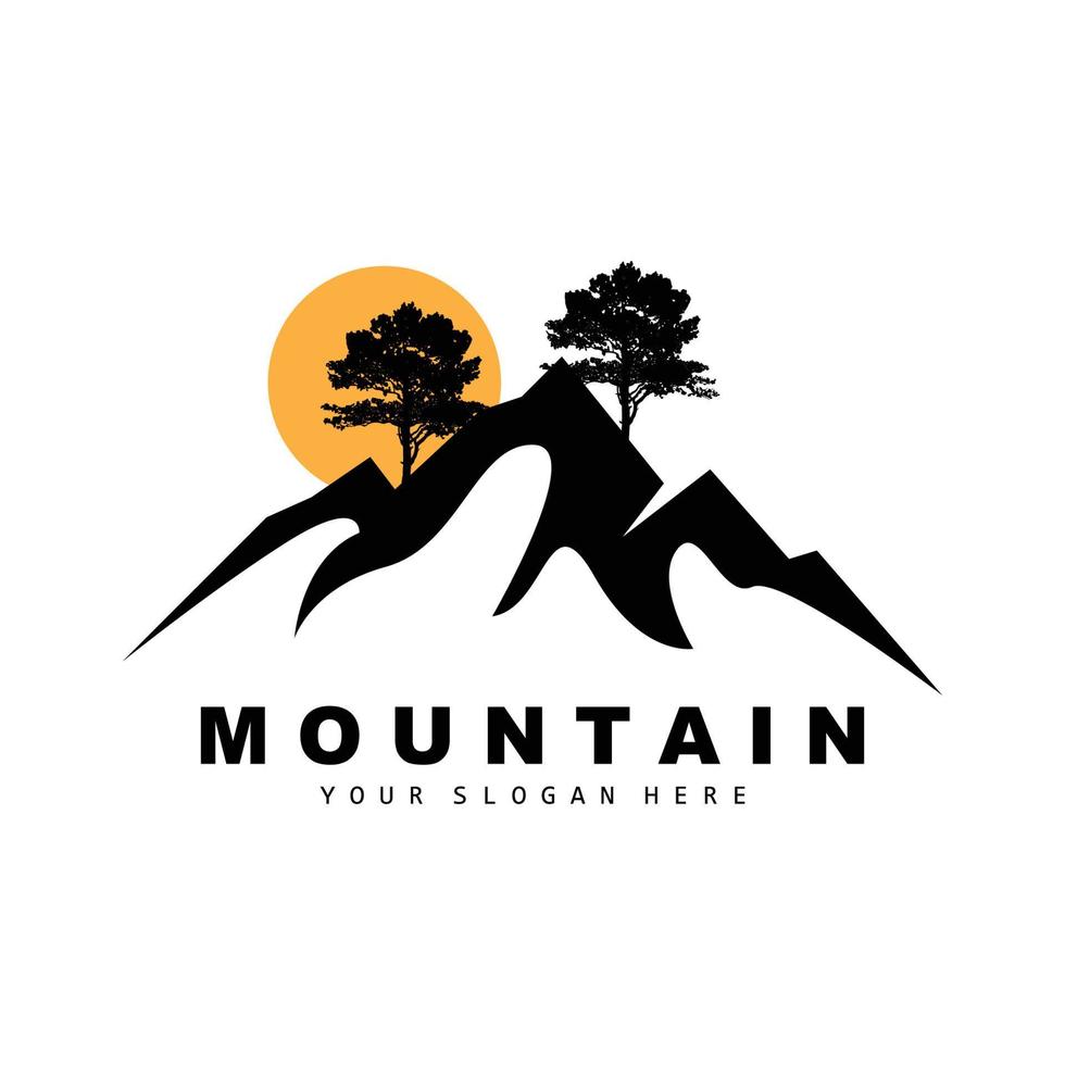 diseño del logotipo de la montaña, lugar vectorial para los amantes de la naturaleza vector