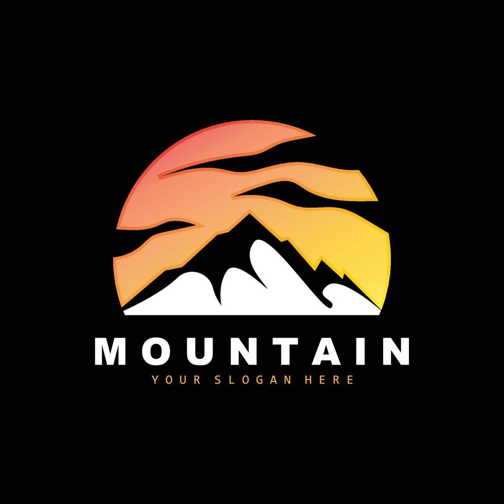 diseño del logotipo de la montaña, lugar vectorial para los amantes de la naturaleza vector