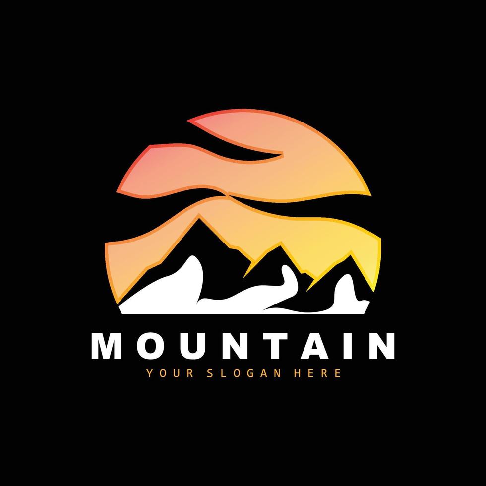 diseño del logotipo de la montaña, lugar vectorial para los amantes de la naturaleza vector