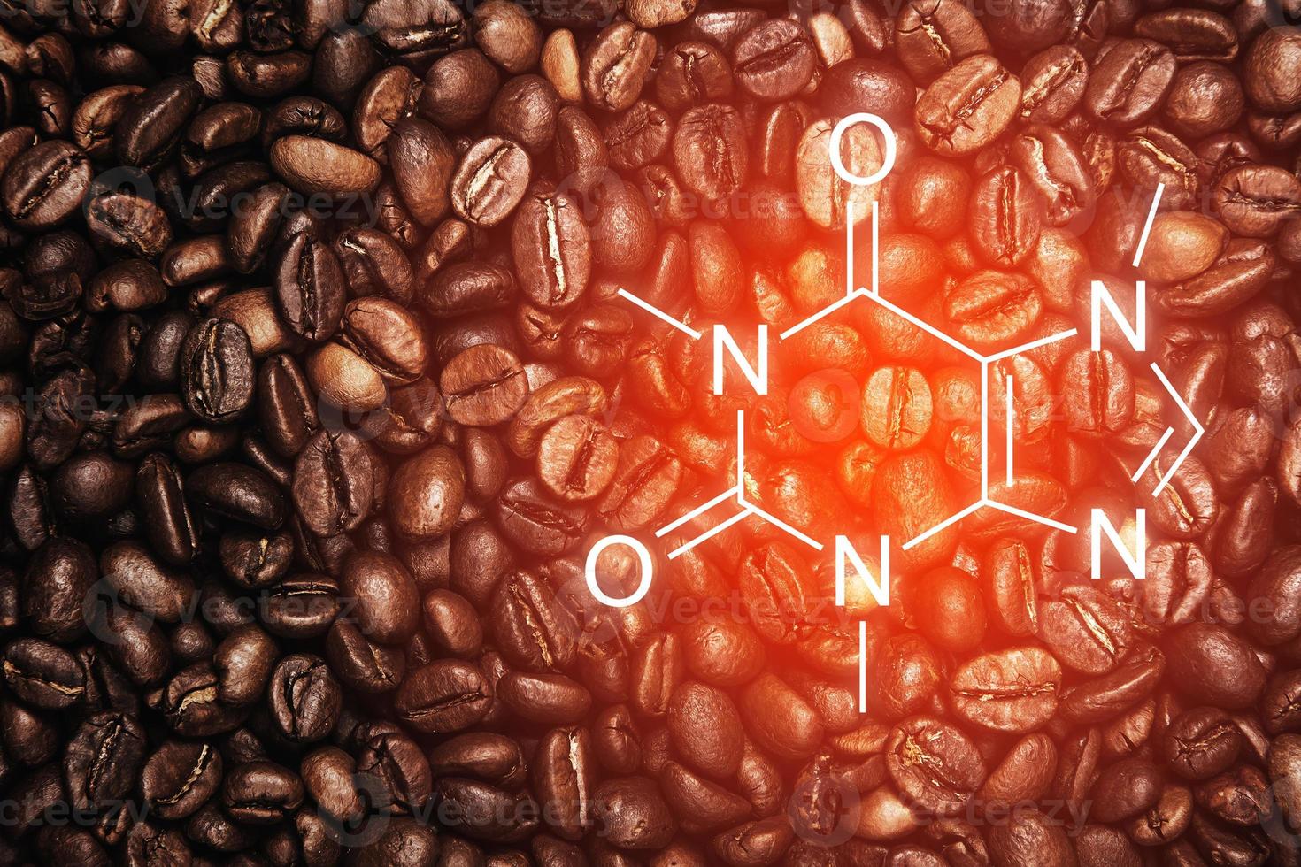 Roasted coffee beans and caffeine formula photo