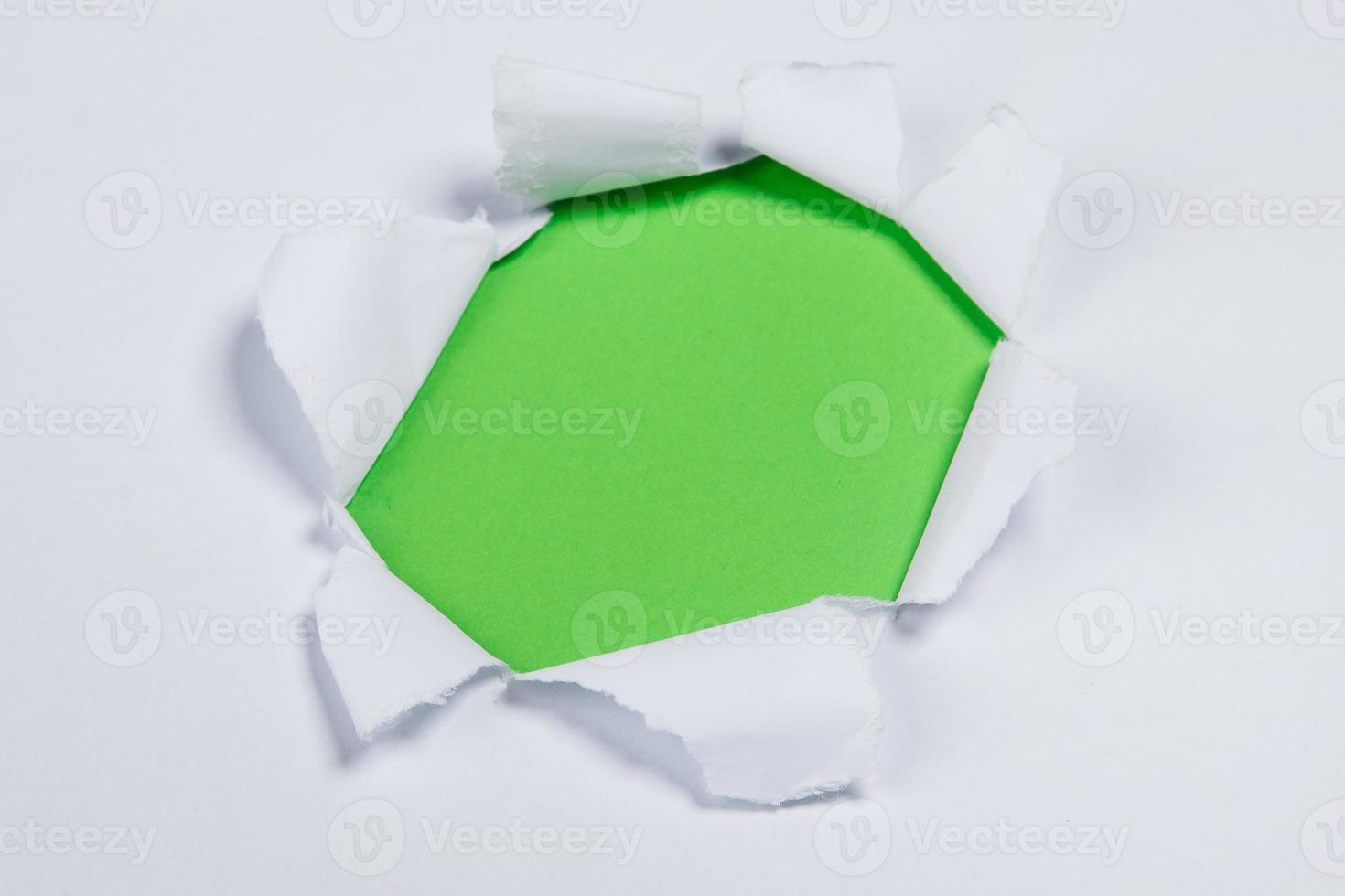 Hole in a white paper photo