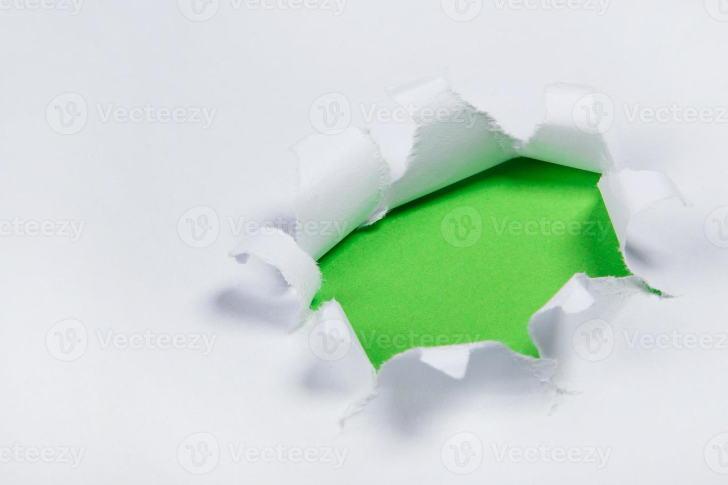 Hole in a white paper photo