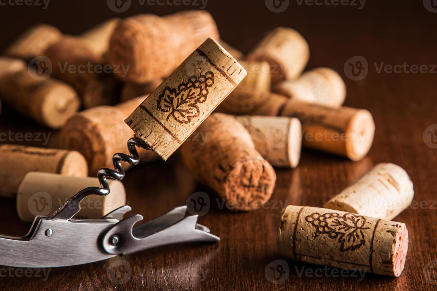 Corkscrew and corks 16289916 Stock Photo at Vecteezy