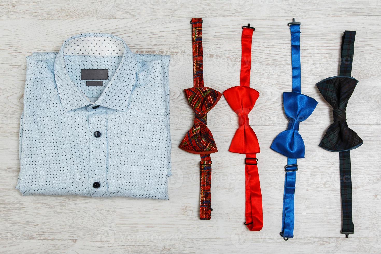 Shirt and different bow ties photo