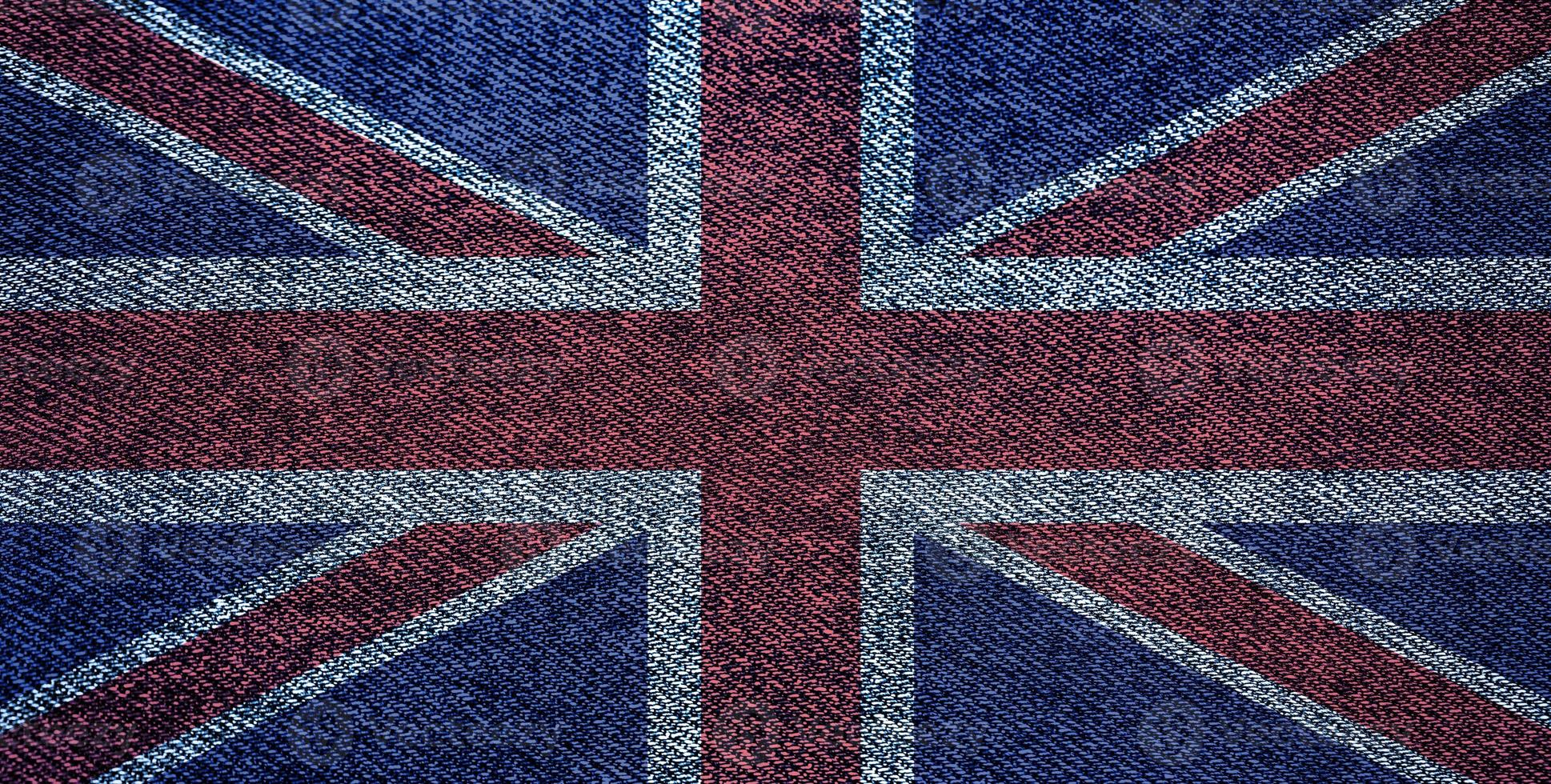 British flag over denim texture photo