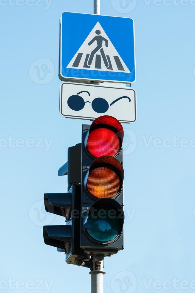 Traffic light for blind people photo