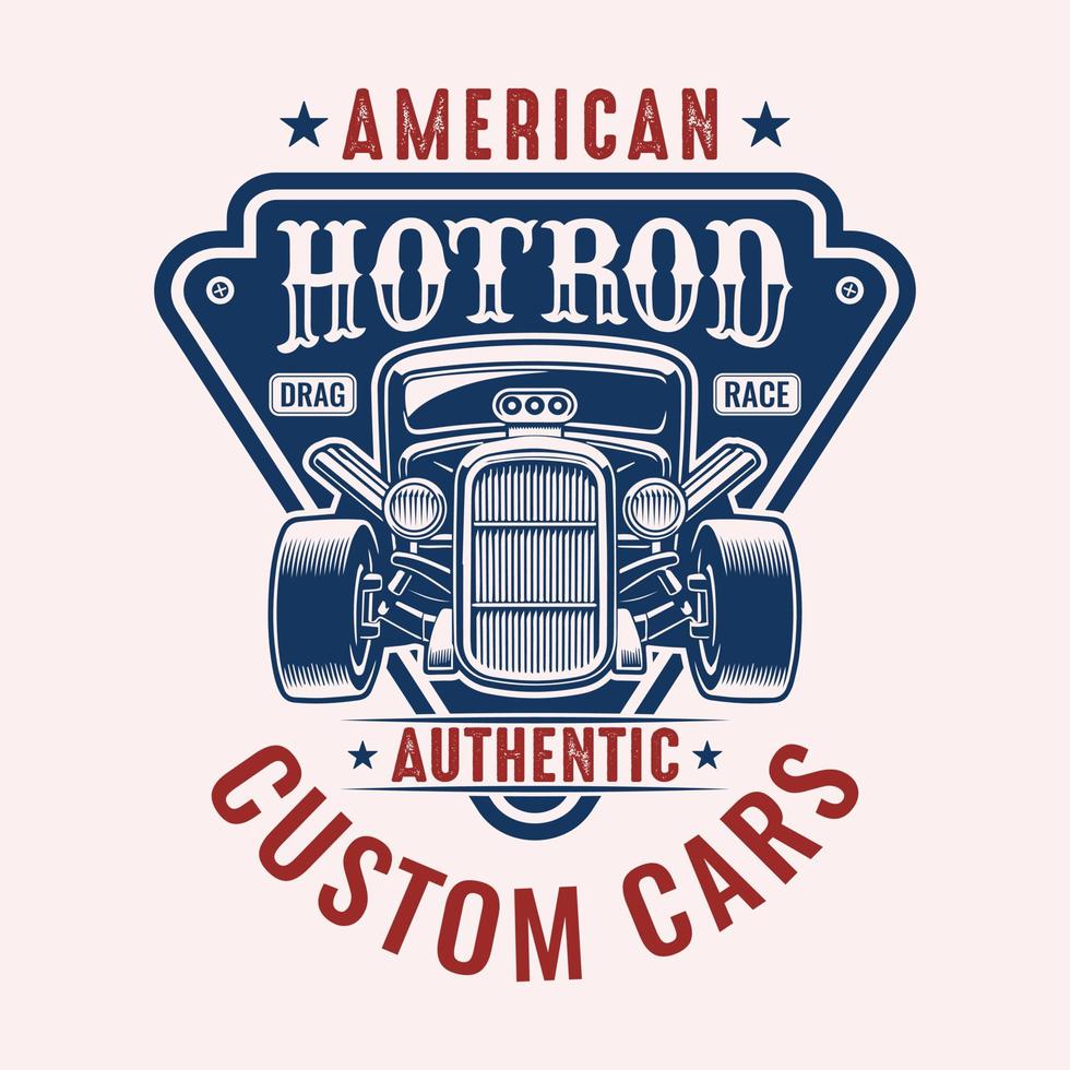 american hotrod drag race auténticos autos personalizados - vector de diseño de camiseta hot rod