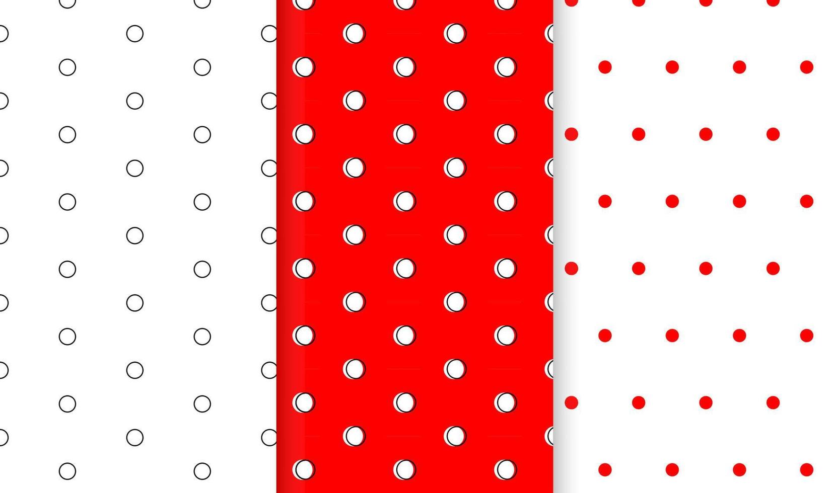 Set of simple geometric patterns, backgrounds. Seamless pattern with red and white polka dots. vector