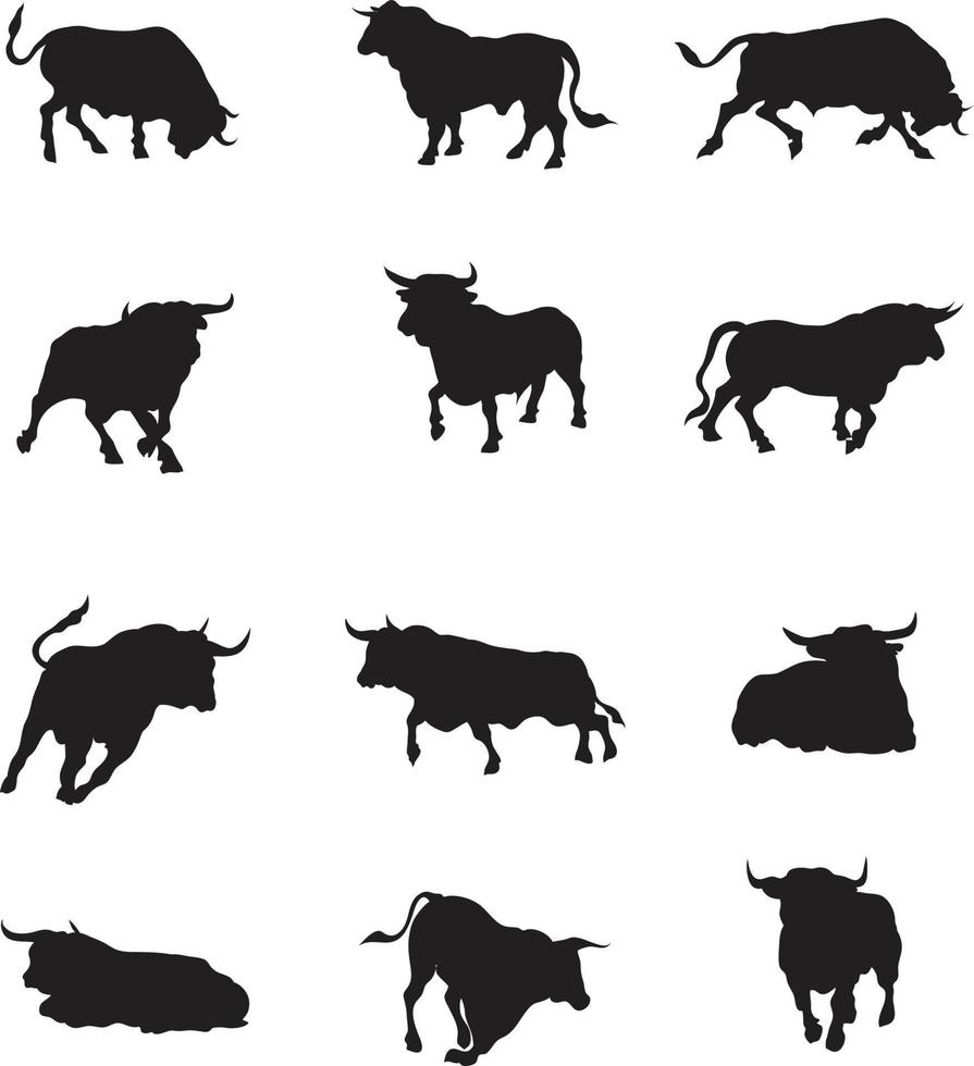 una colección vectorial de toros para composiciones artísticas vector
