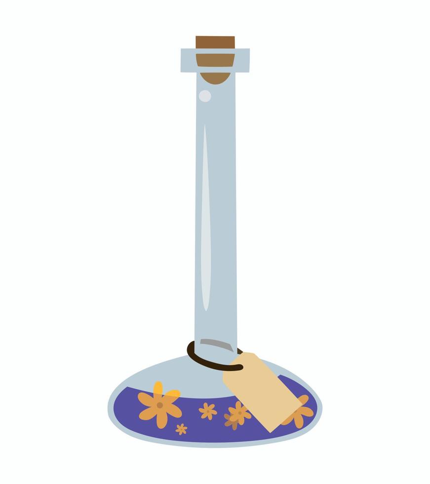 botella de poción violeta. ilustración vectorial aislado sobre fondo blanco. imagen para usar como elemento de diseño en el diseño temático de sitios web juegos menús carteles folletos portadas vector