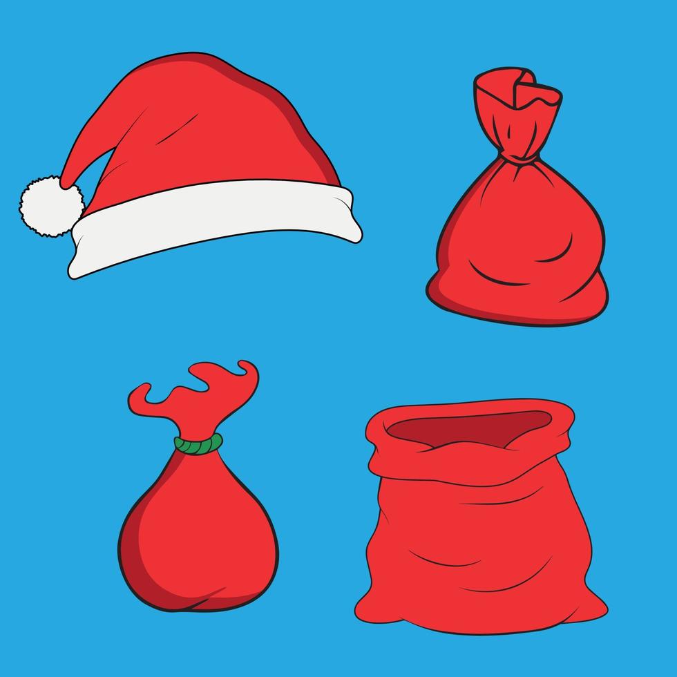 Santa Claus Bag, Santa Claus Hat, Santa Claus, Santa Claus Costume, Christmas vector