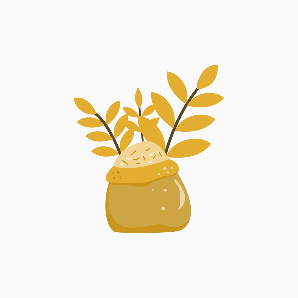 Rice grain or wheat zakat. Muslim concept for zakat property, income and fitrah zakat. vector