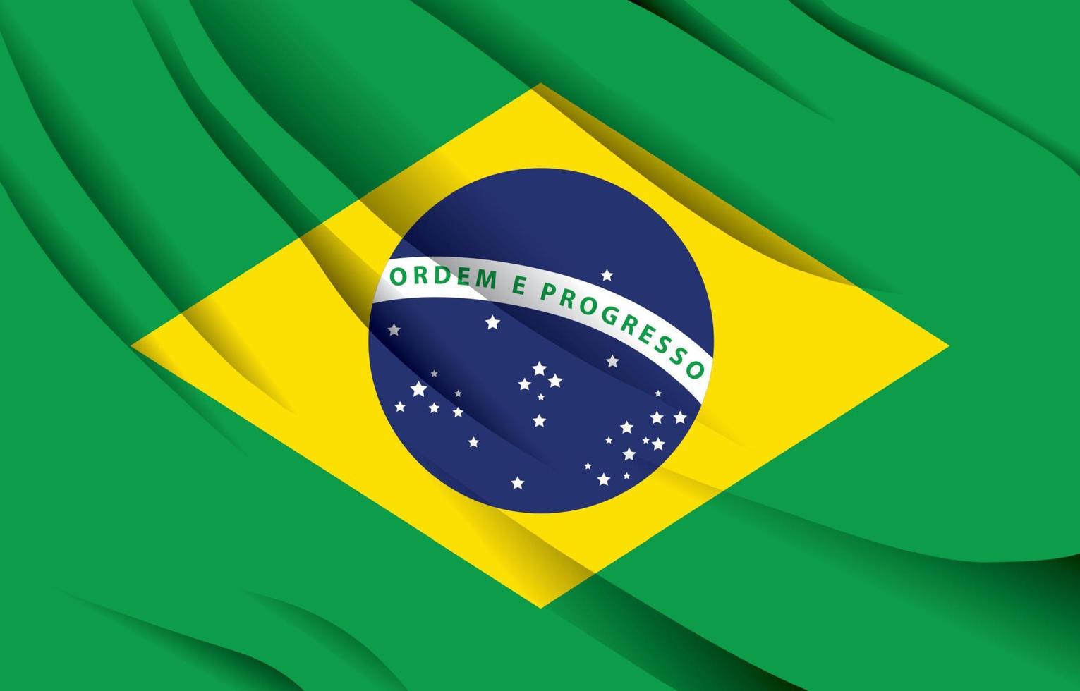 bandera nacional de brasil ondeando ilustración vectorial realista vector