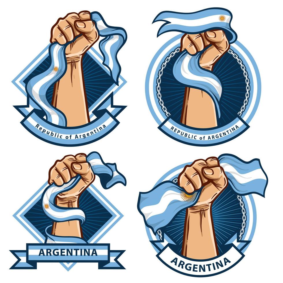 puño, manos, con, argentina, bandera, ilustración vector