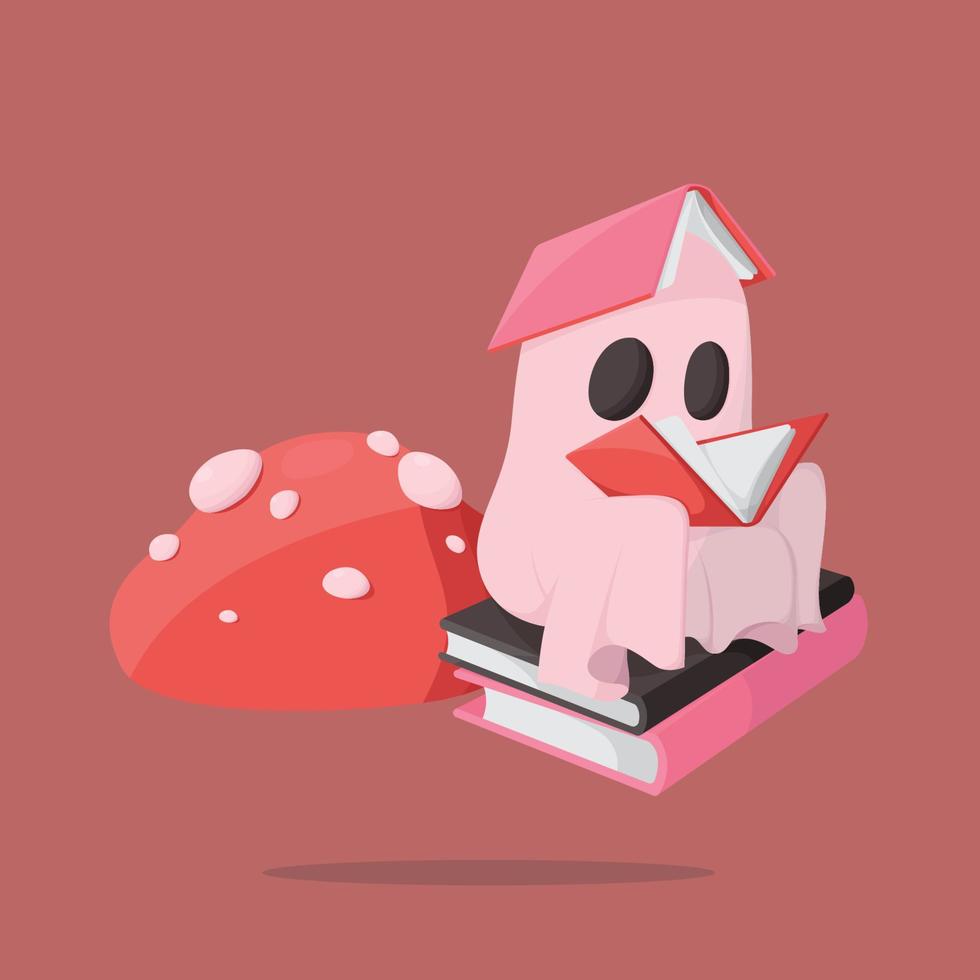 Ghost Character Sits on Books vector