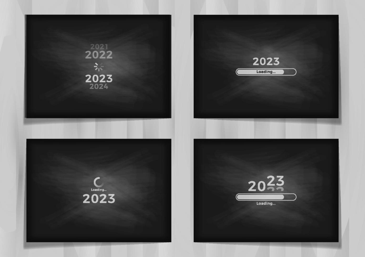 Aesthetic 2023 Flat Chalkboard Background with Loading Symbol Design Bundle vector