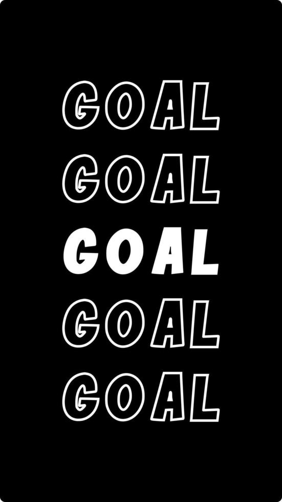 Text with the word goal in white on black background. Vector illustration